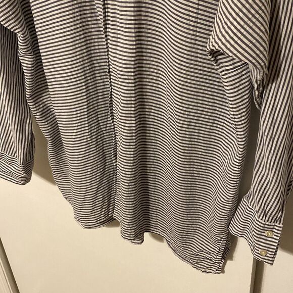 Ann Taylor Lyocell Modal Striped Kimono/Dolman Sleeve Button Down Blouse XL - Picture 6 of 13